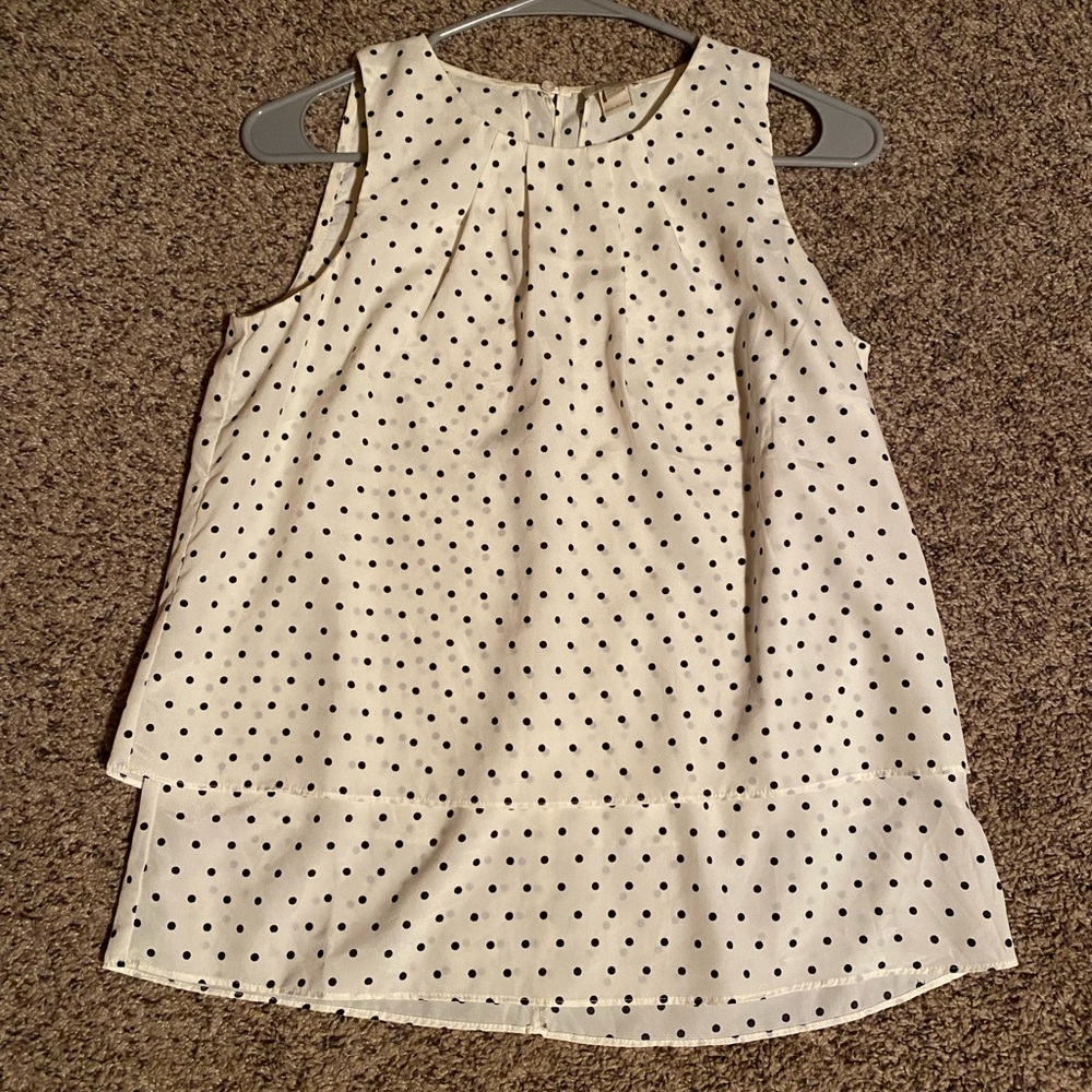 Like new J. Crew polka dot tiered blouse size 2